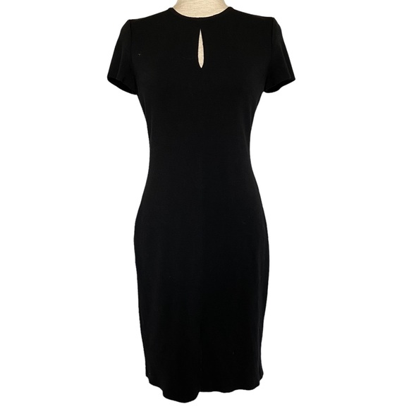 ⭐️ SOLD ⭐️ St. John Wool Blend Knit Key Hole Sheath Dress Size 4 Black - Picture 2 of 11